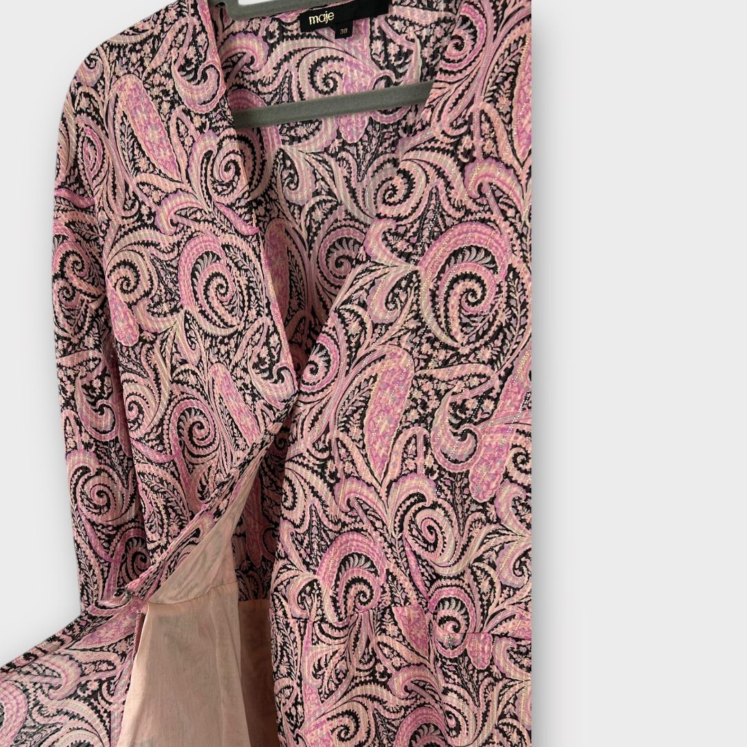 Maje Paisley Print Asymmetrical Dress - 10