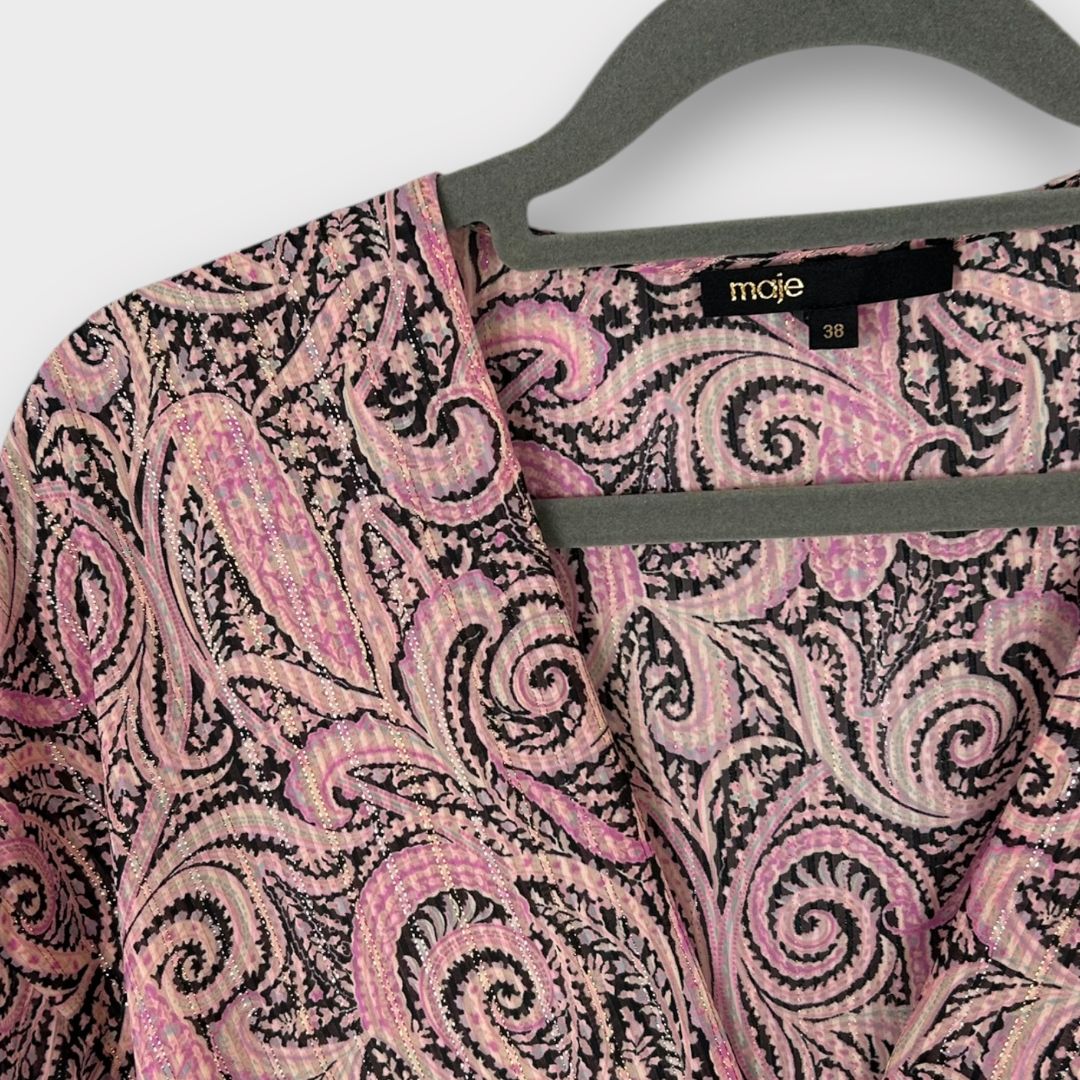 Maje Paisley Print Asymmetrical Dress - 10