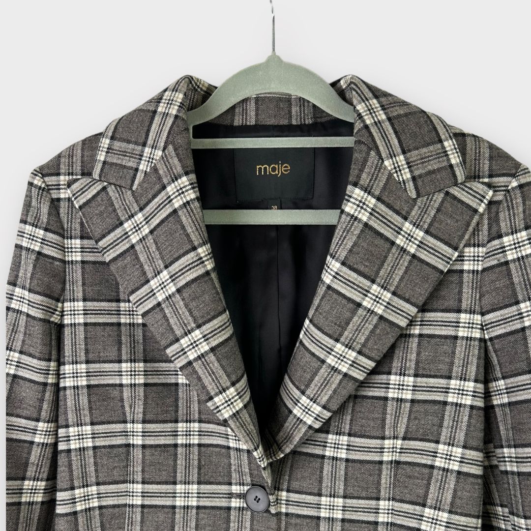 Maje Wool Check Blazer - 10
