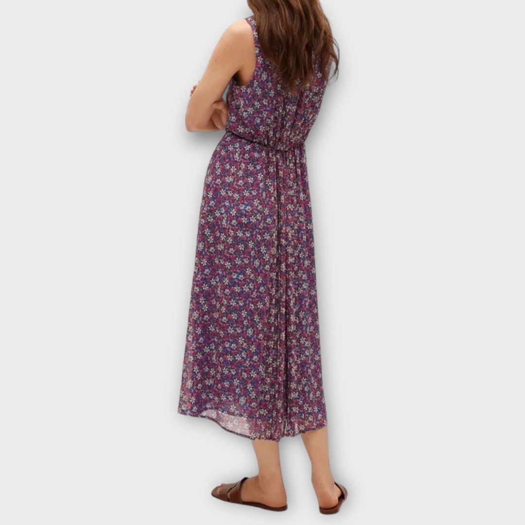 Mango Pleated Floral Midi Dress - L