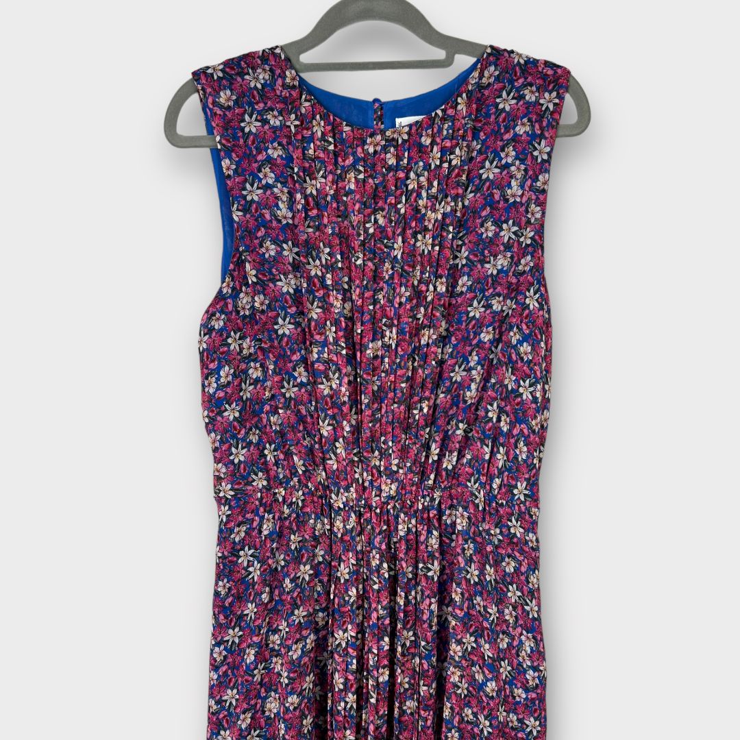 Mango Pleated Floral Midi Dress - L