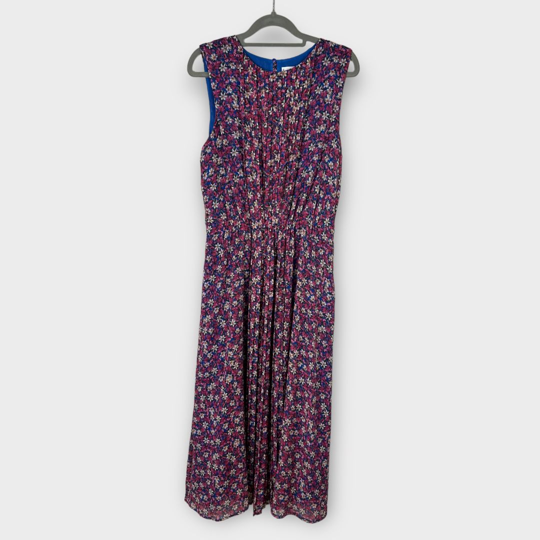 Mango Pleated Floral Midi Dress - L