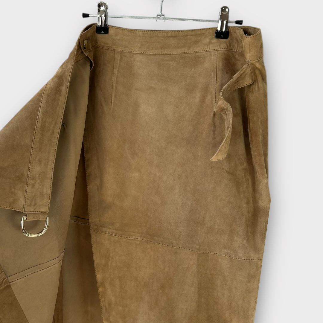 Massimo Dutti Suede Leather Wrap Skirt - S