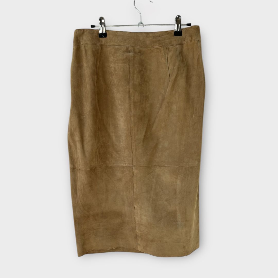 Massimo Dutti Suede Leather Wrap Skirt - S