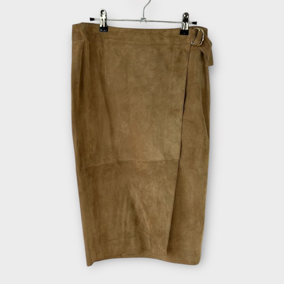 Massimo Dutti Suede Leather Wrap Skirt - S