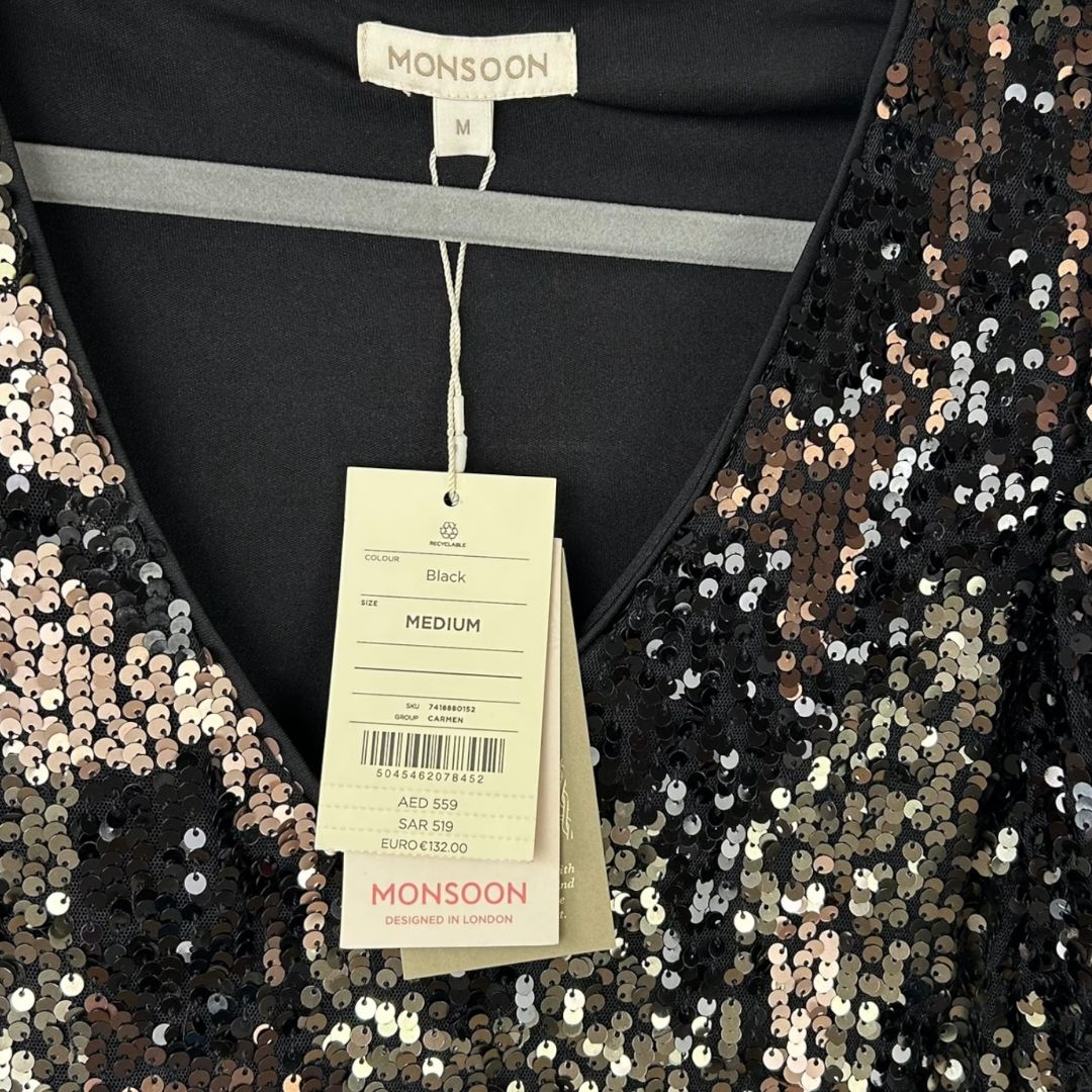 Monsoon Carmen Sequin Embellished Camo Dress - 14 (M)
