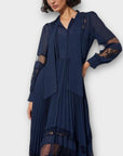 Monsoon Florence Lace Insert Pleated Midi Dress - 16/18