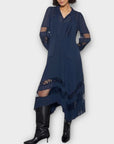Monsoon Florence Lace Insert Pleated Midi Dress - 16/18