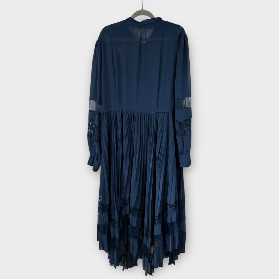 Monsoon Florence Lace Insert Pleated Midi Dress - 16/18