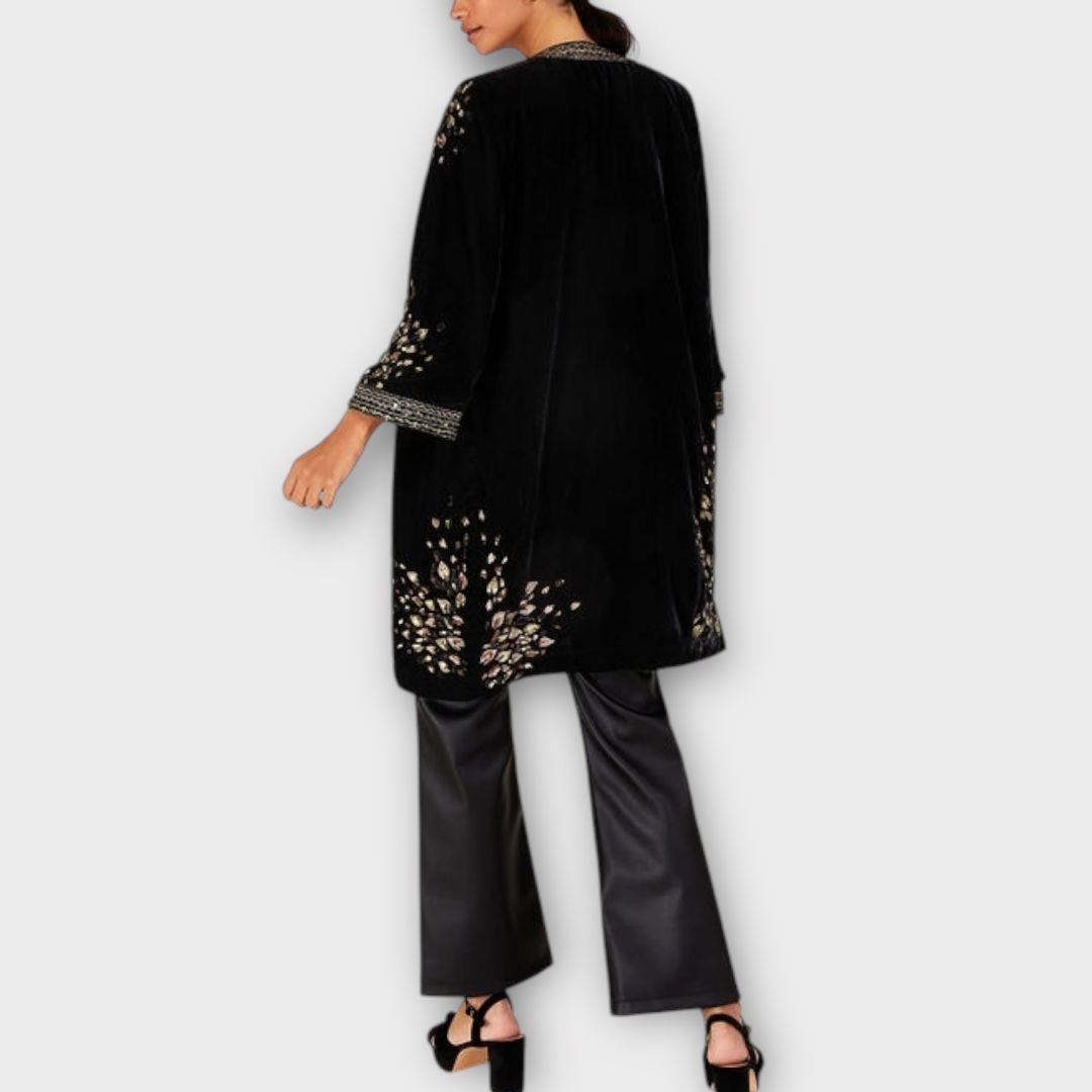Monsoon Wendy Velvet Embroidered Kimono - 12/14