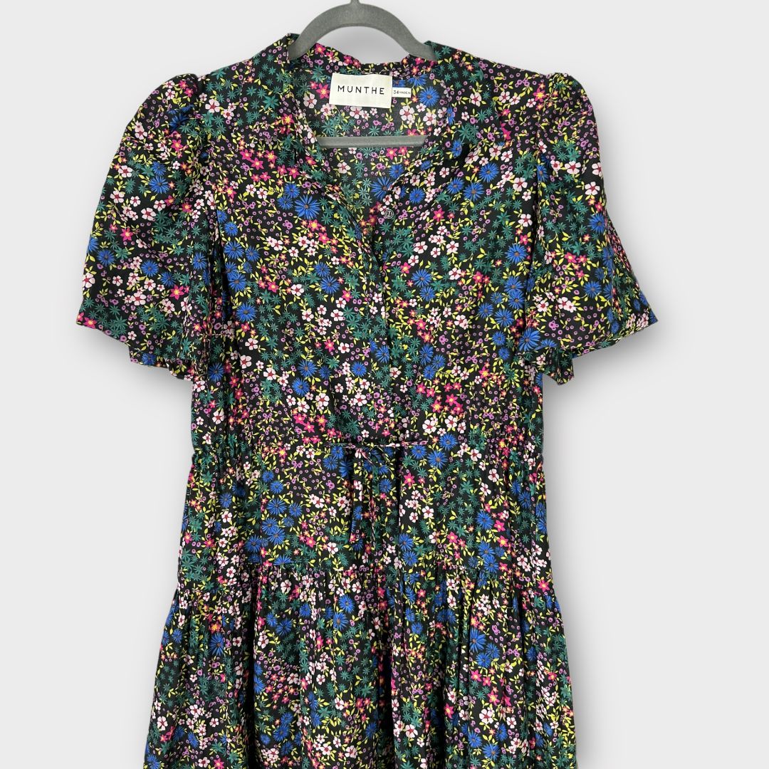Munthe Cotton/Silk Floral Midi Dress - 6
