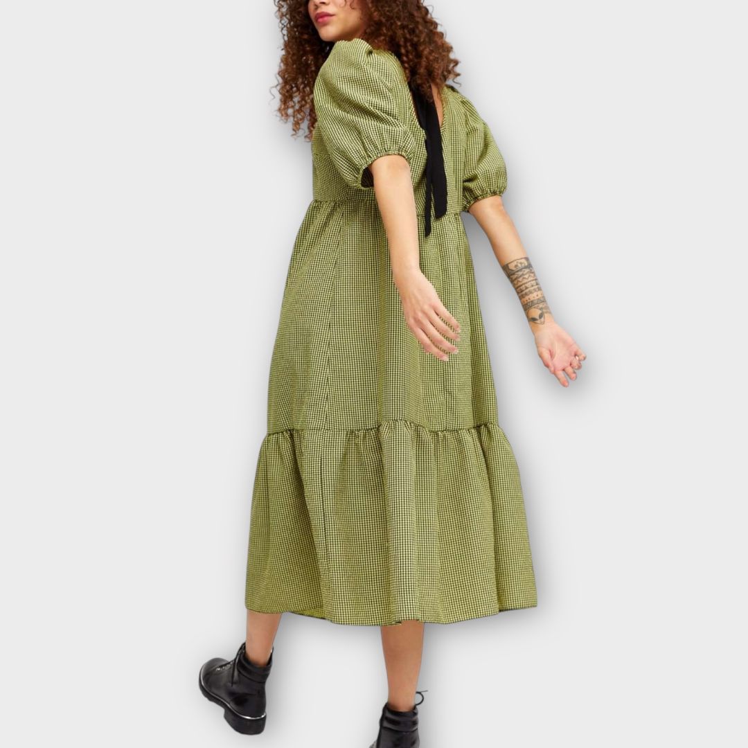 New Look Gingham Tiered Hem Midi Dress - 8 (Petite)