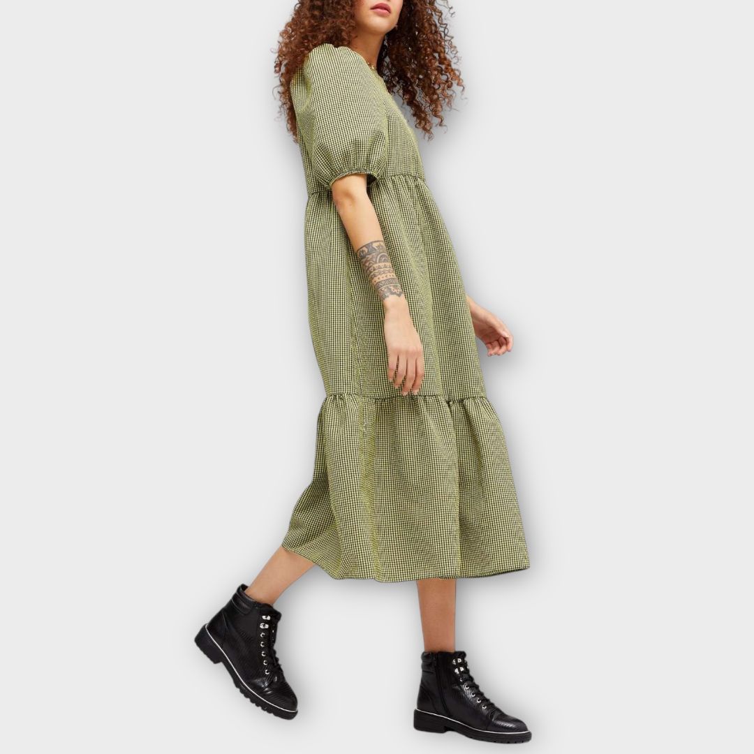 New Look Gingham Tiered Hem Midi Dress - 8 (Petite)
