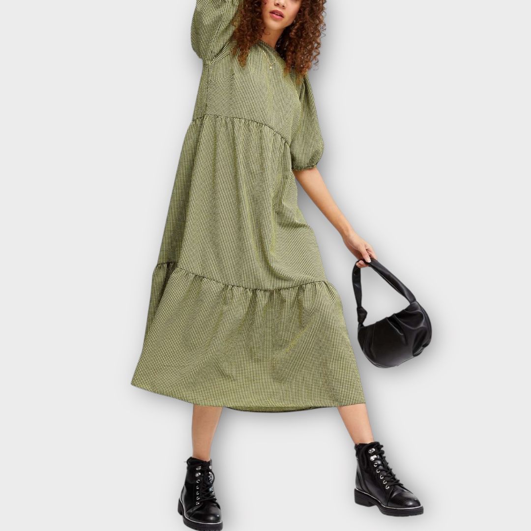 New Look Gingham Tiered Hem Midi Dress - 8 (Petite)