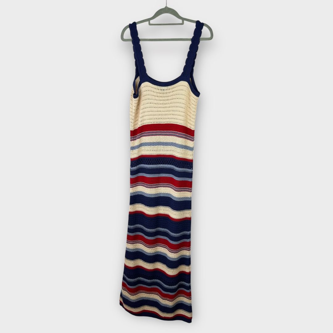 Nobody&#39;s Child Cotton Striped Knitted Bodycon Dress - M