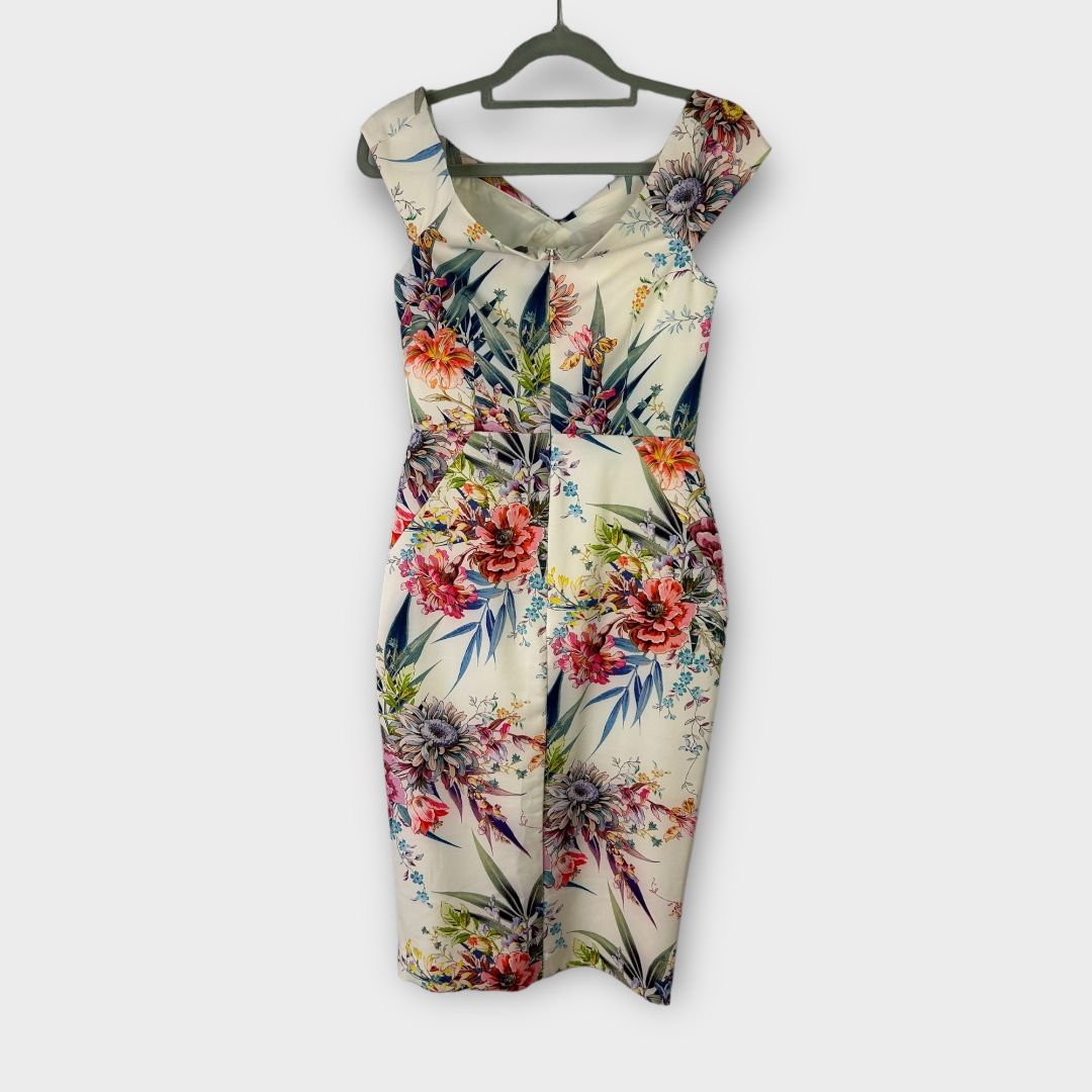 Oasis Citrus Floral Bardot Dress - 6