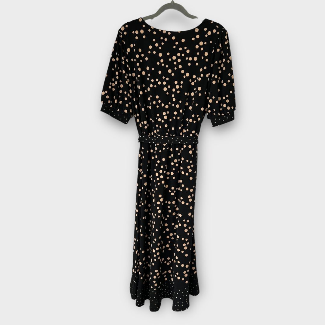 Oasis Polka Dot Midi Wrap Dress - M