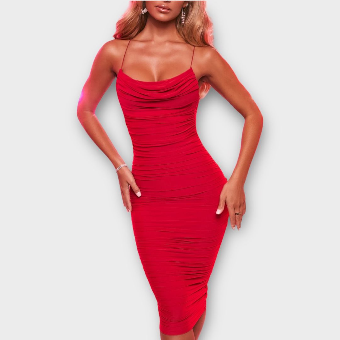 Oh Polly Ruched Bodycon Midi Dress - 8