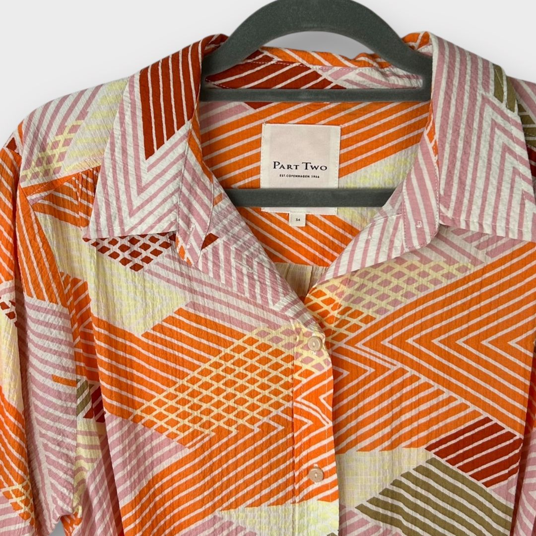 Part Two Binti Zig Zag Cotton Shirt Dress - 8/10