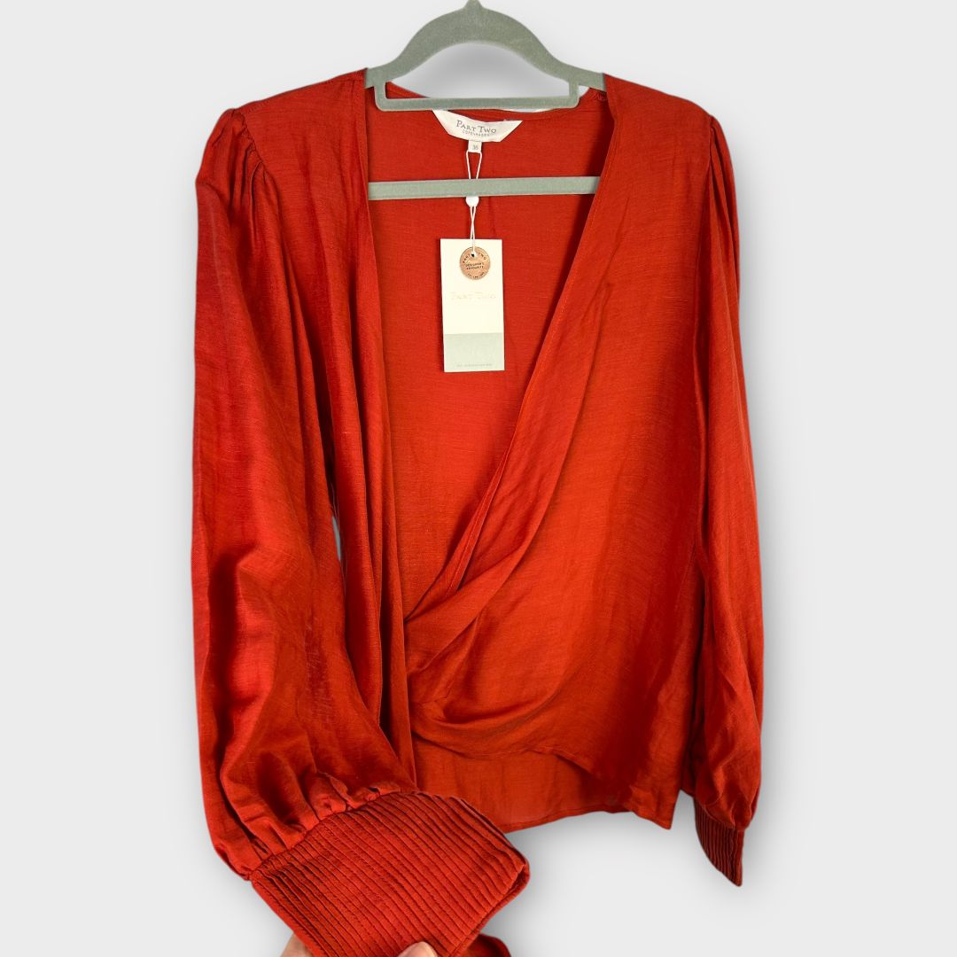 Part Two Linen Monroe Wrap Blouse - 10