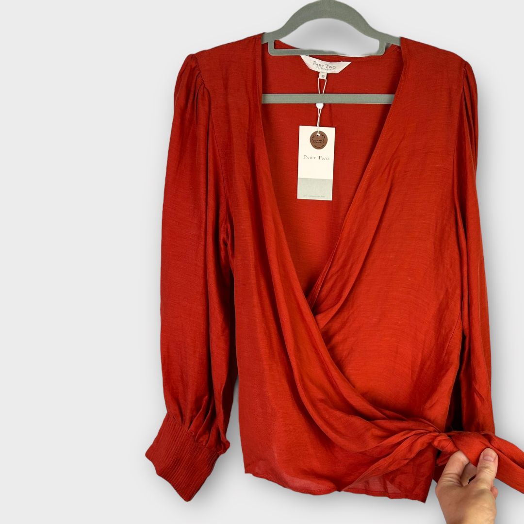 Part Two Linen Monroe Wrap Blouse - 10