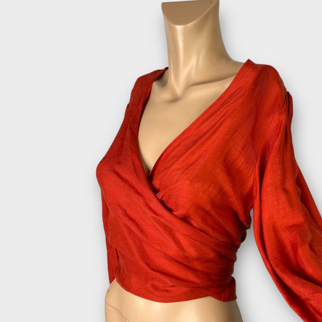 Part Two Linen Monroe Wrap Blouse - 10