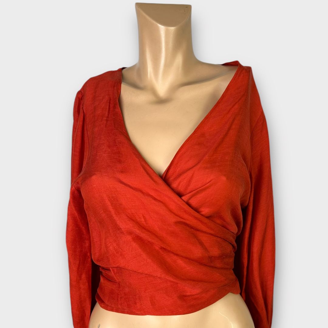 Part Two Linen Monroe Wrap Blouse - 10