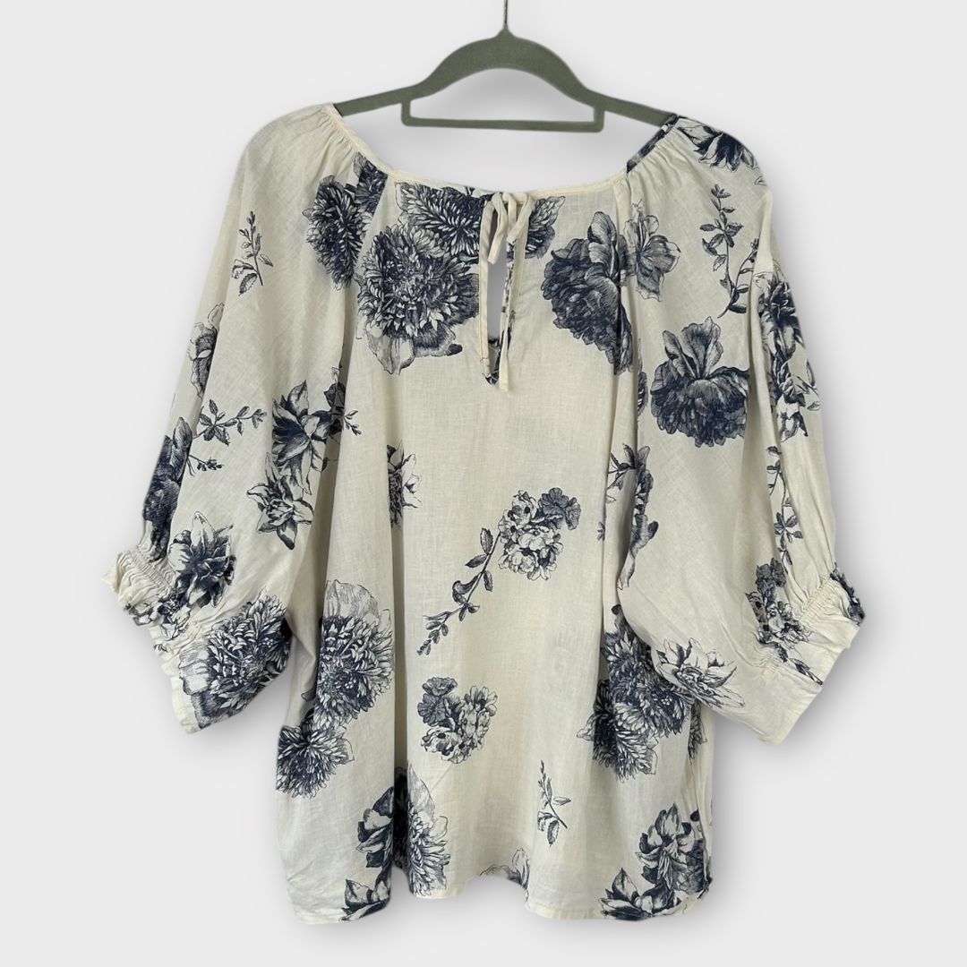 Part Two Rosalyn Linen Blend Floral Blouse - 14/16