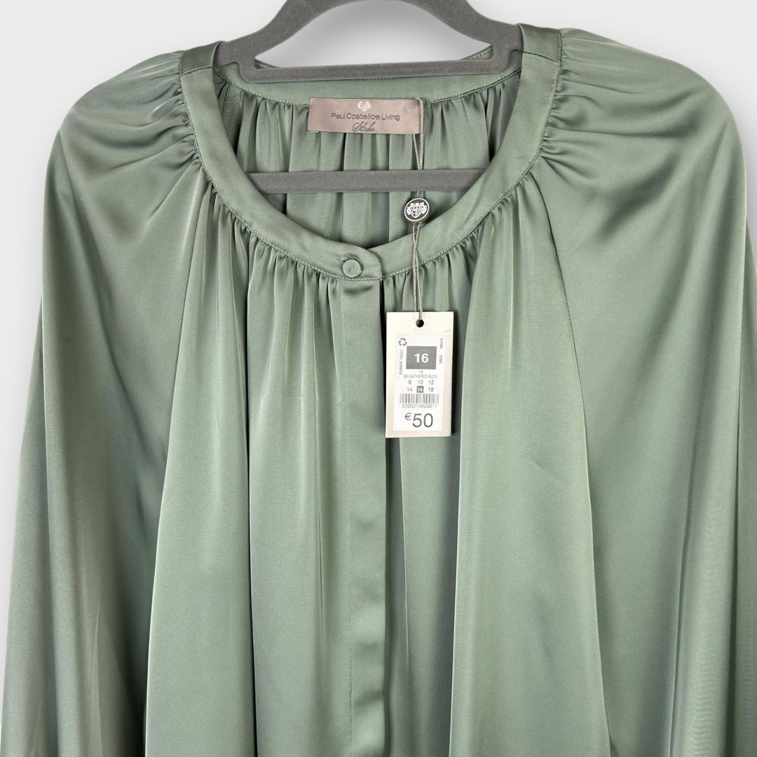 Paul Costelloe Satin Gathered Blouse - 16