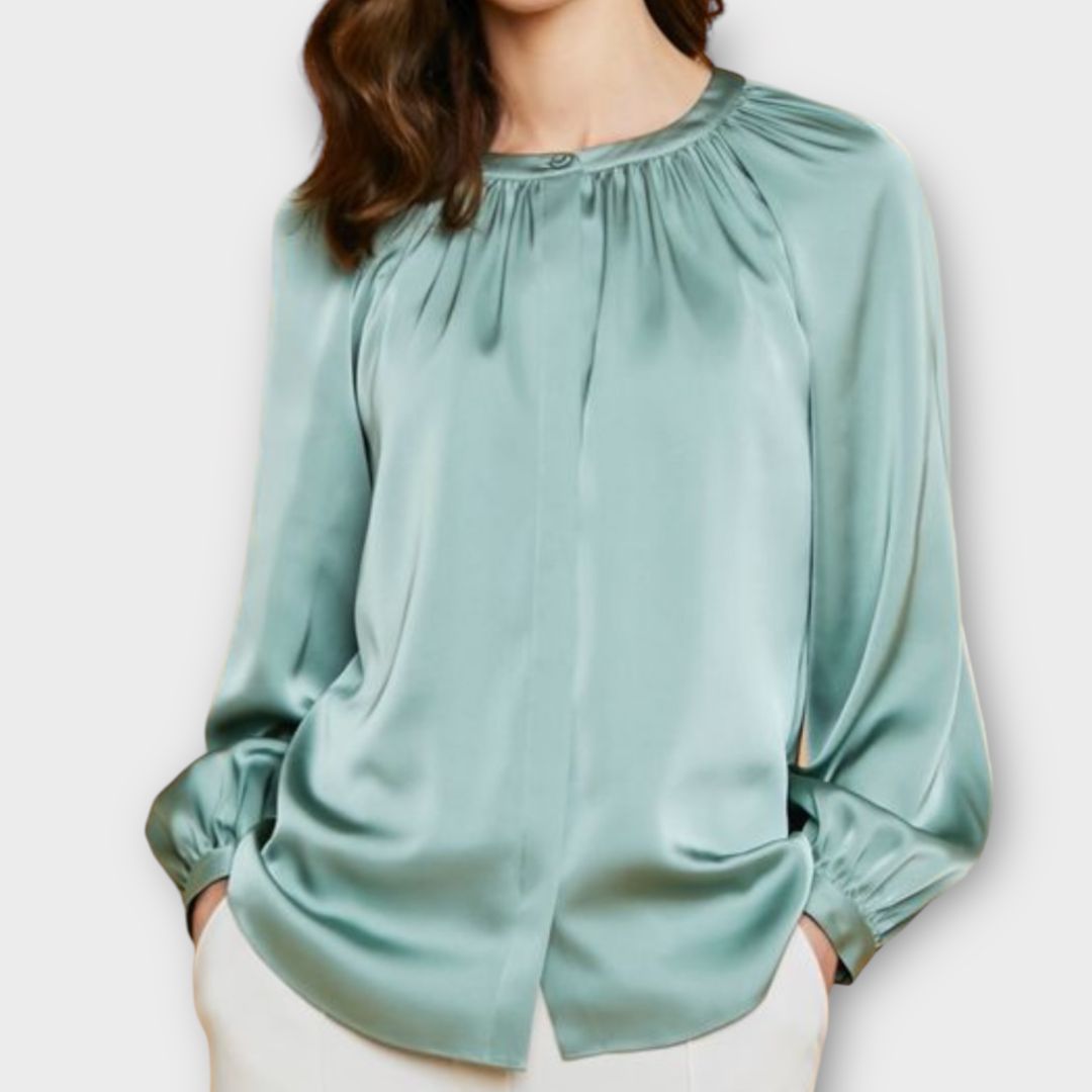 Paul Costelloe Satin Gathered Blouse - 16