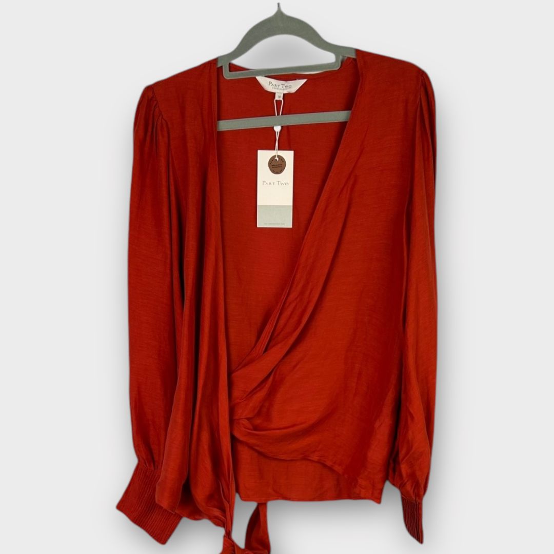 Part Two Linen Monroe Wrap Blouse - 10