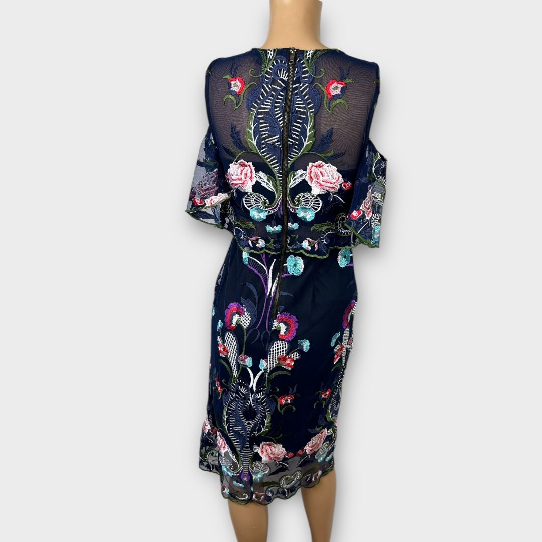 River Island Floral Embroidered Cold Shoulder Dress - 6