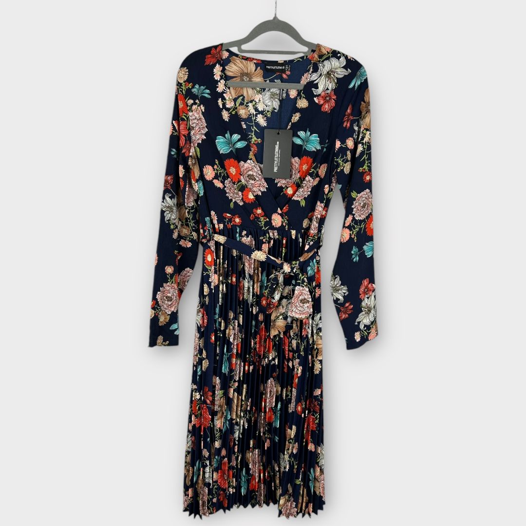 Pretty Little Thing Pleated Floral Midi Dress - 10