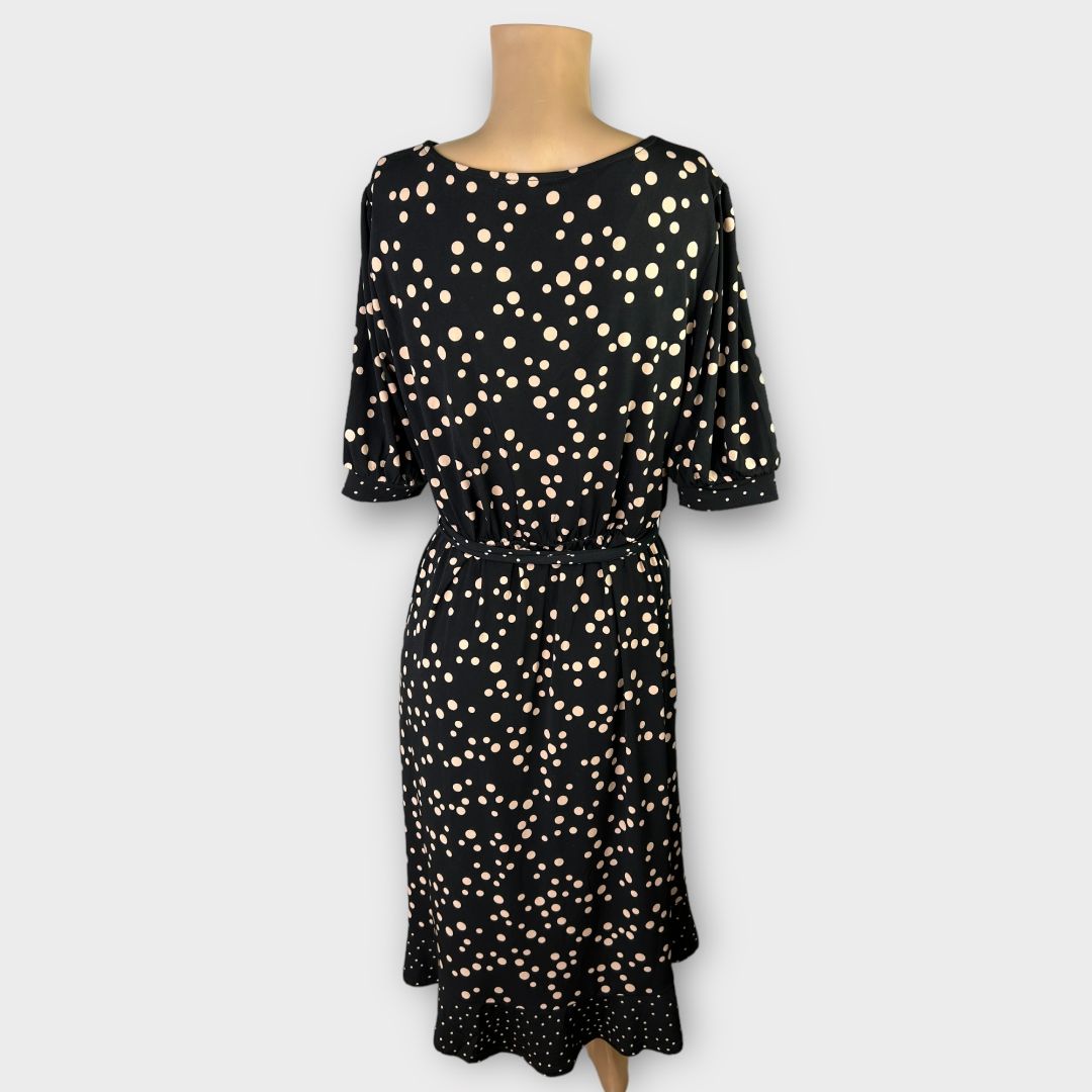 Oasis Polka Dot Midi Wrap Dress - M