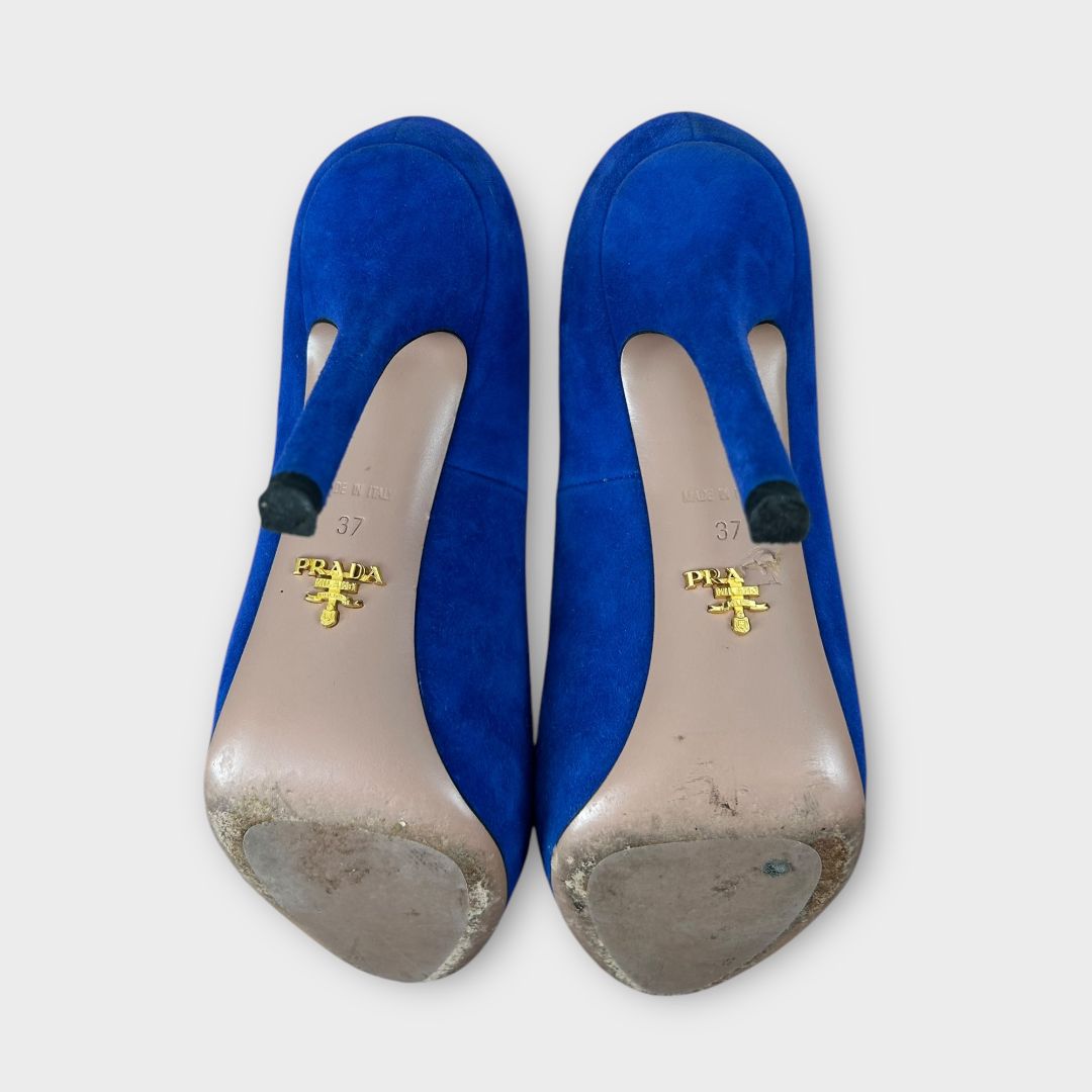 Prada Suede Platform Stiletto Heels - 4/37