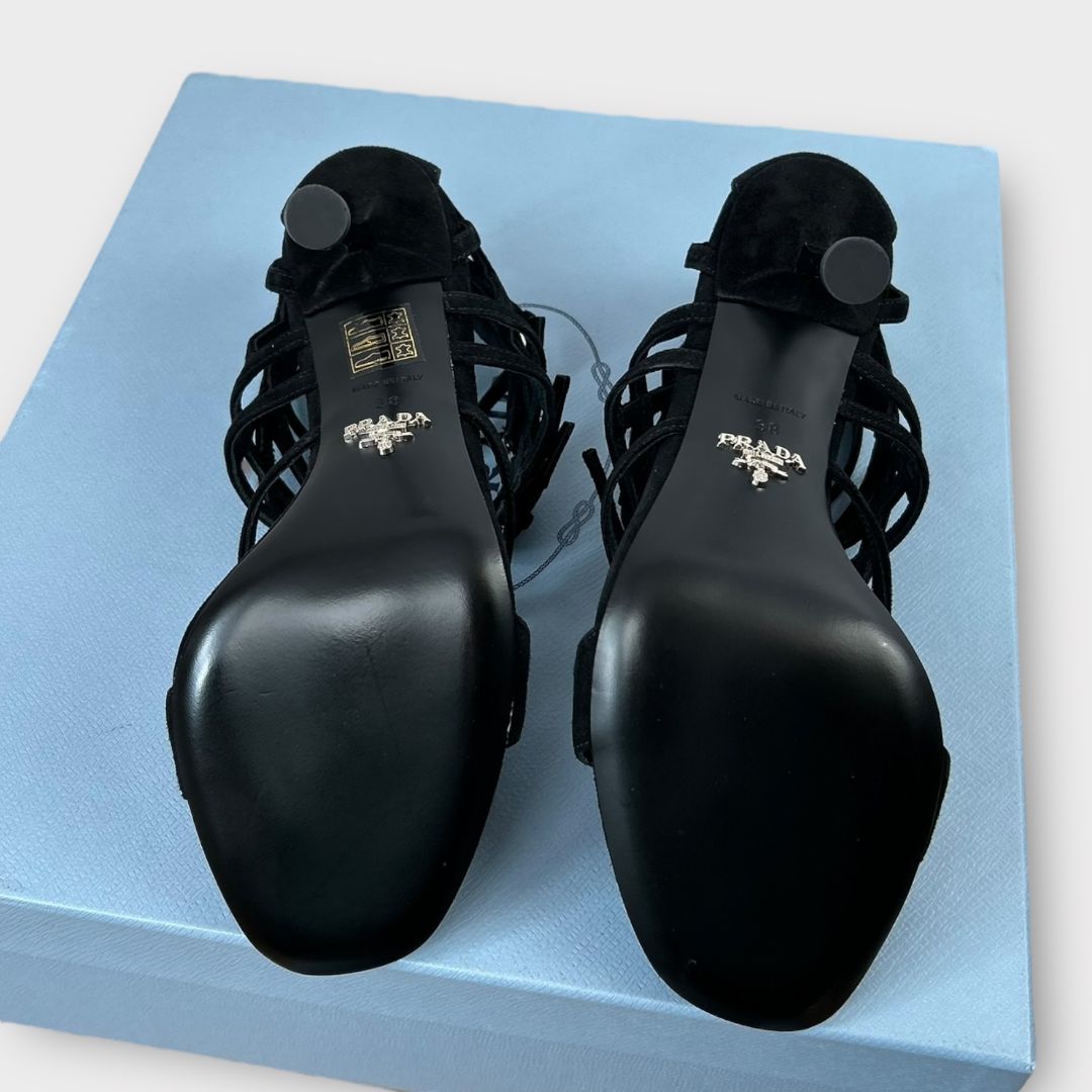 Prada Suede Strappy Heeled Sandals - 5/38