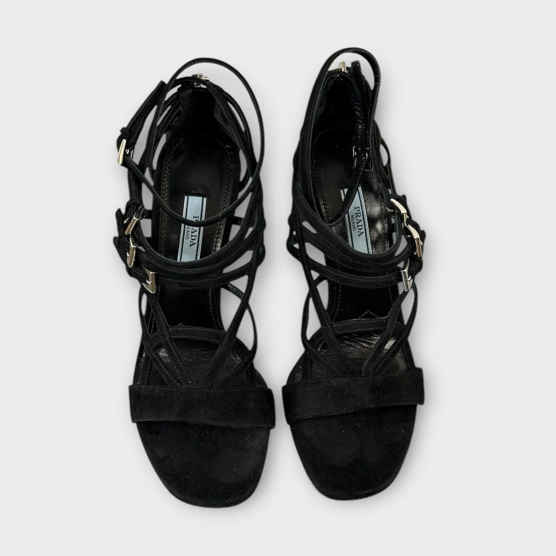 Prada Suede Strappy Heeled Sandals - 5/38