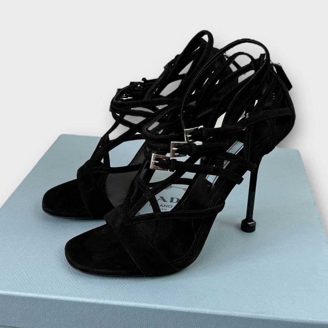 Prada Suede Strappy Heeled Sandals - 5/38