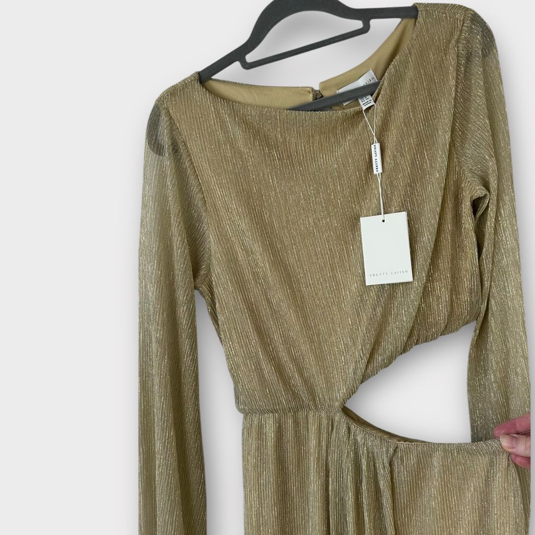 Pretty Lavish Rae Cut Out Metallic Maxi Dress - 12