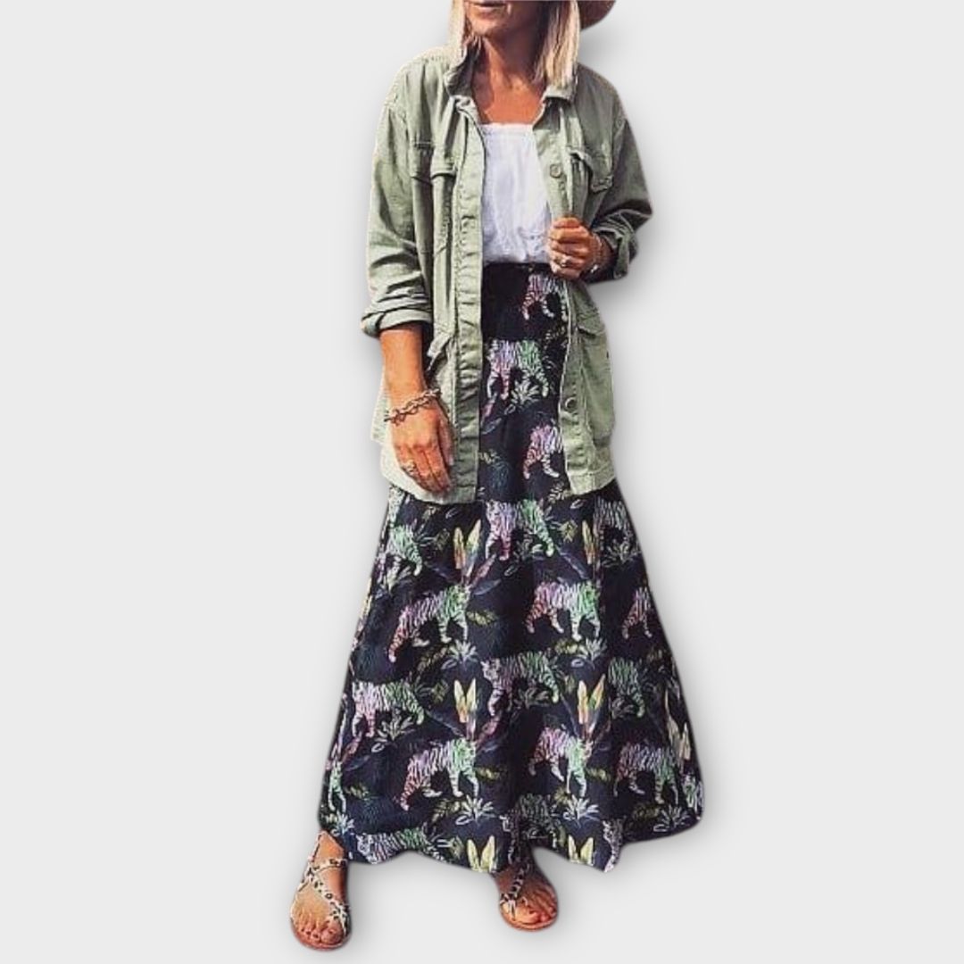 Pyrus Tiger Print Silk Nomi Maxi Skirt - 8/10 (S)