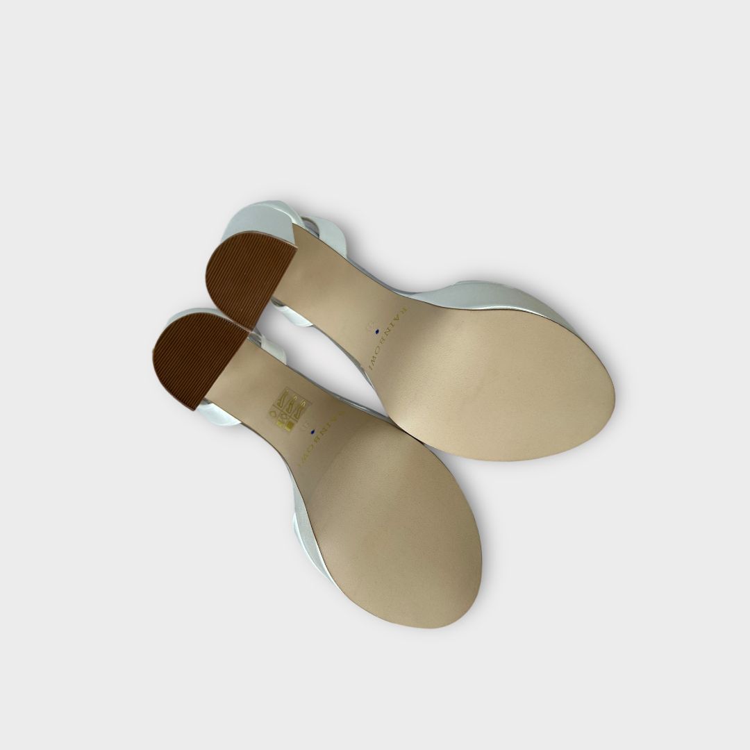 Rainbow Club Gracie Dyeable Ivory Satin High Block Heel Chunky Platform Sandals - 3.5/36.5