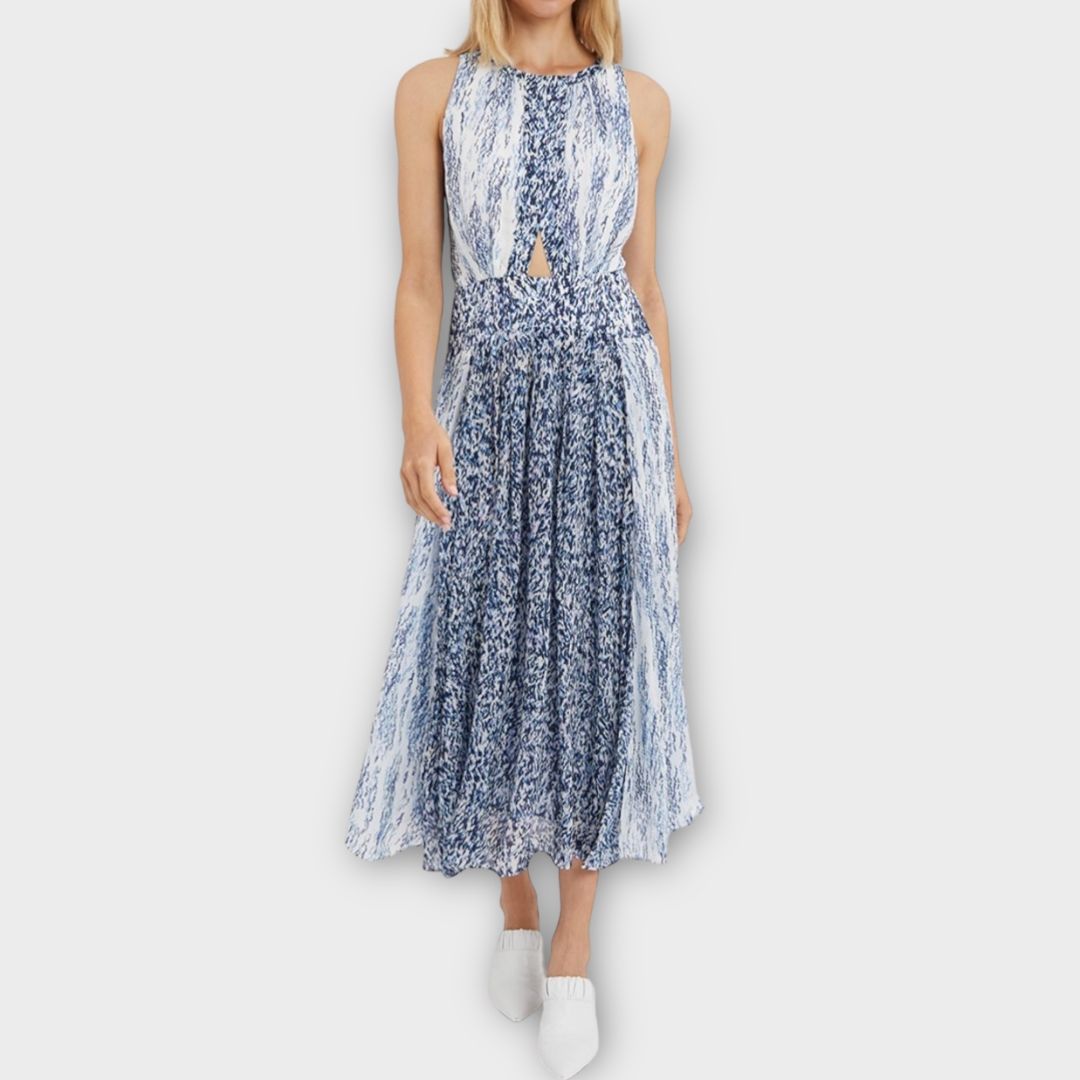 Reiss Alexandria Print Cut Out Midi Dress - 10