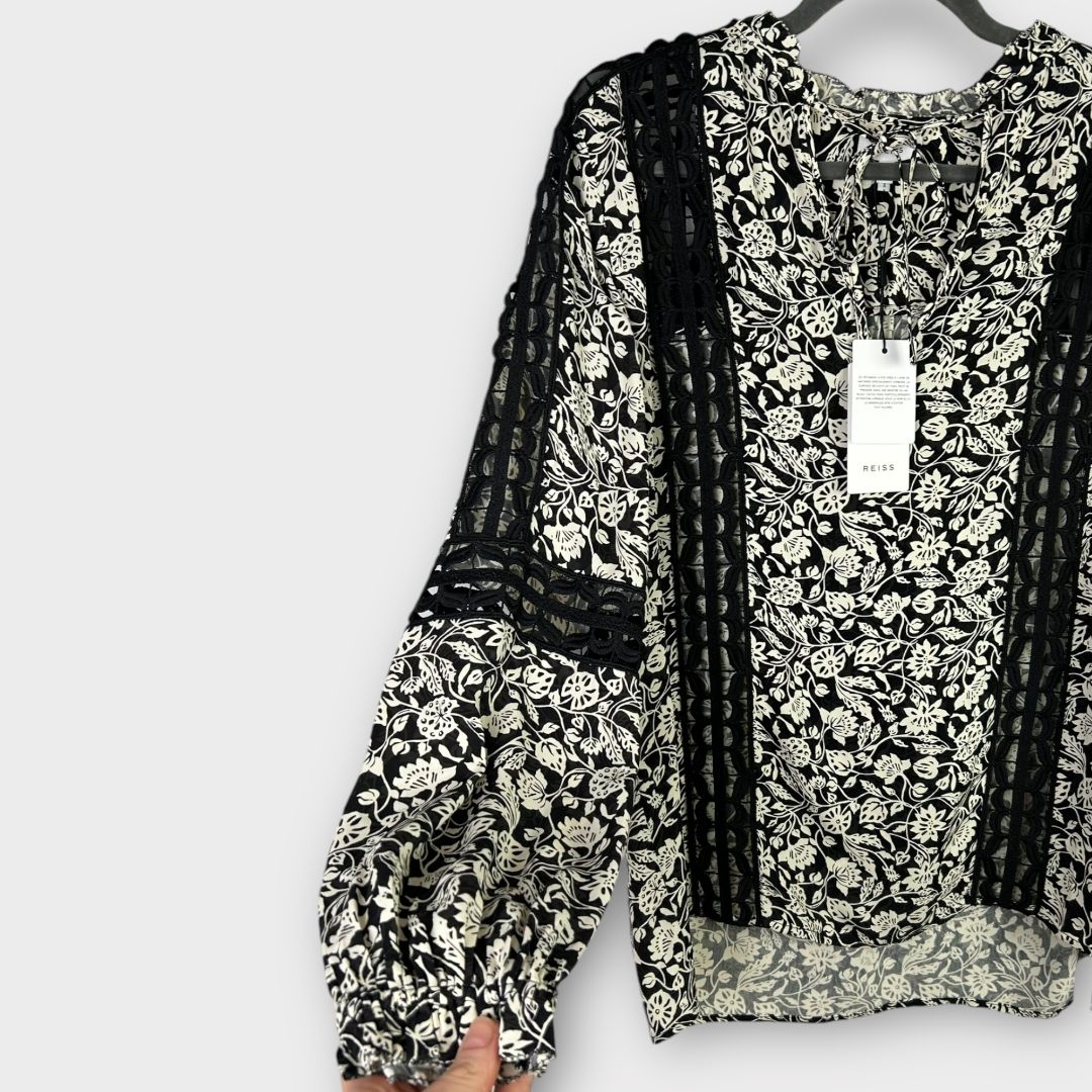 Reiss Florence Floral Lace Detail Blouse - 10