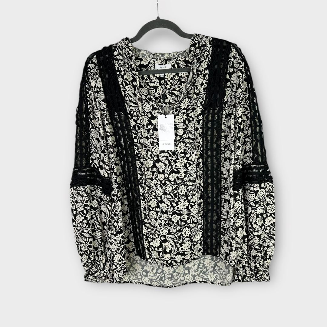 Reiss Florence Floral Lace Detail Blouse - 10