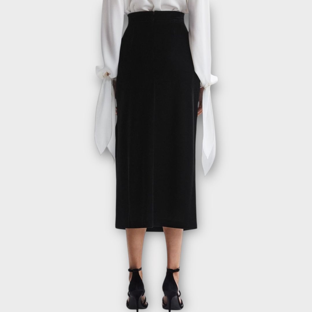 Reiss Leona Velvet Ruched Midi Skirt - 12 – 2nd Ave Trading Reiss Leona Velvet Ruched Midi Skirt - 12 – 2nd Ave Trading