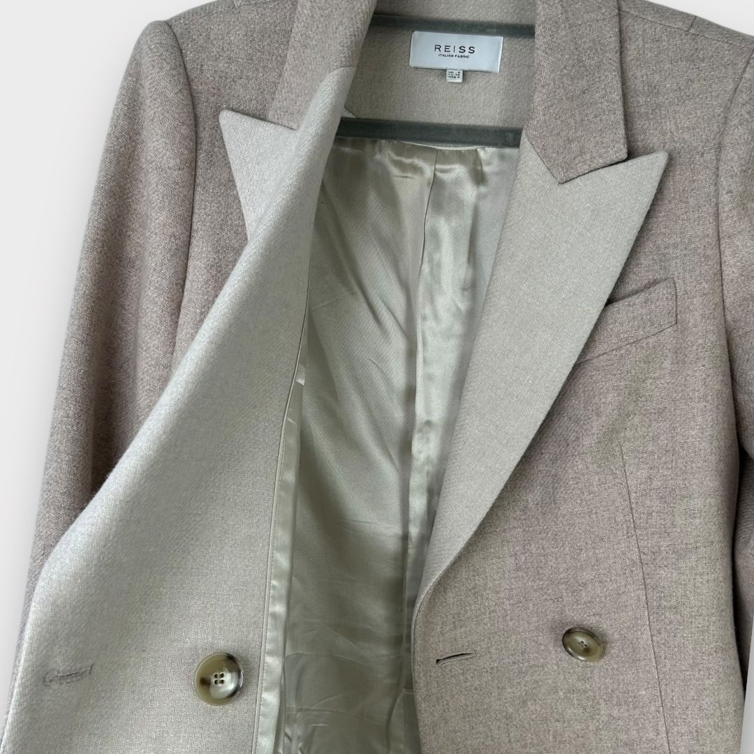 Reiss Mandie Wool Blend Contrast Collar Overcoat - 8