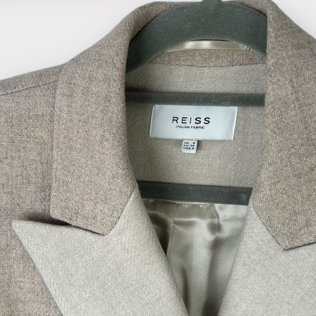 Reiss Mandie Wool Blend Contrast Collar Overcoat - 8