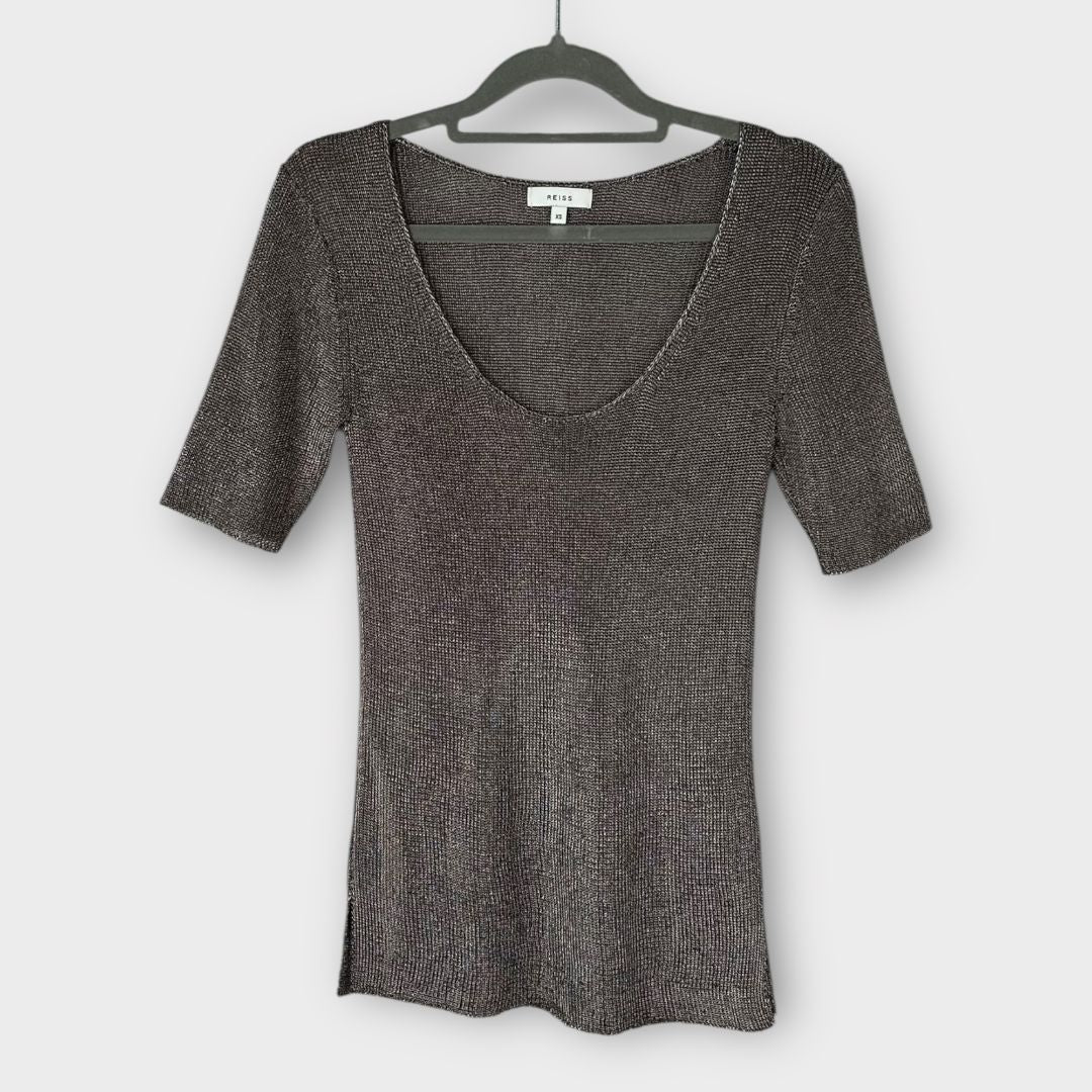 Reiss Nala Metallic Knitted Top - XS