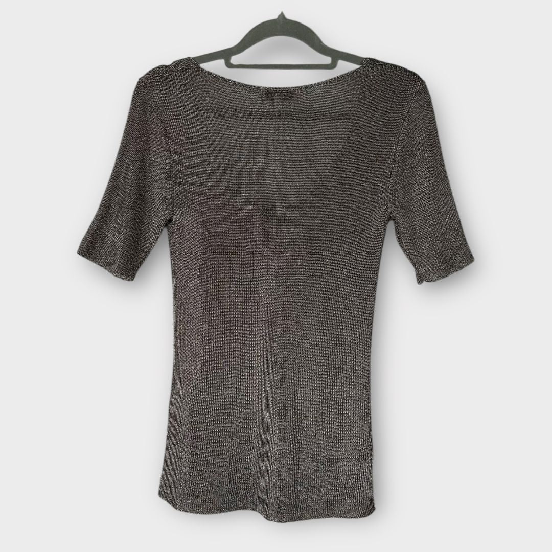 Reiss Nala Metallic Knitted Top - XS