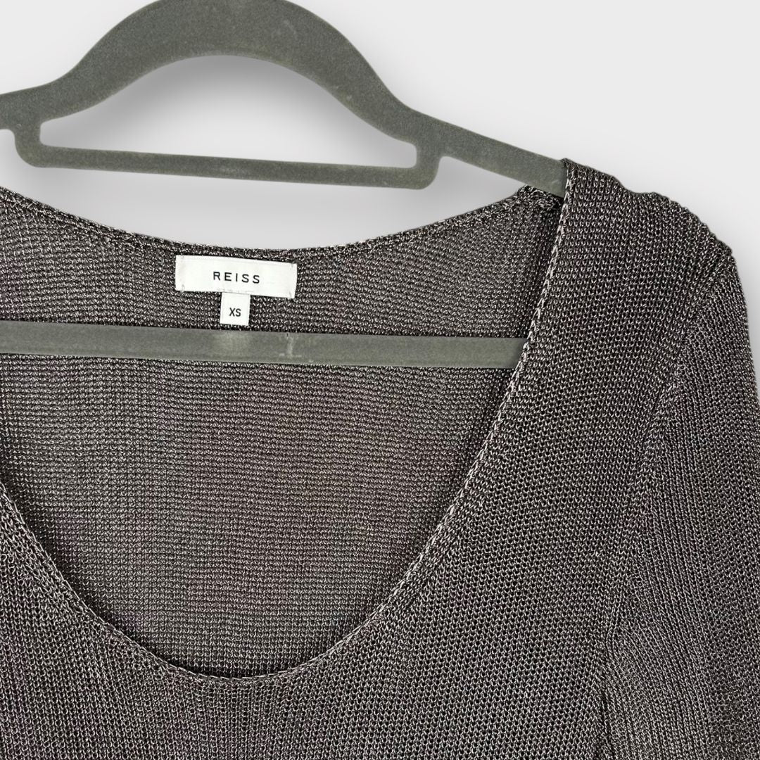 Reiss Nala Metallic Knitted Top - XS